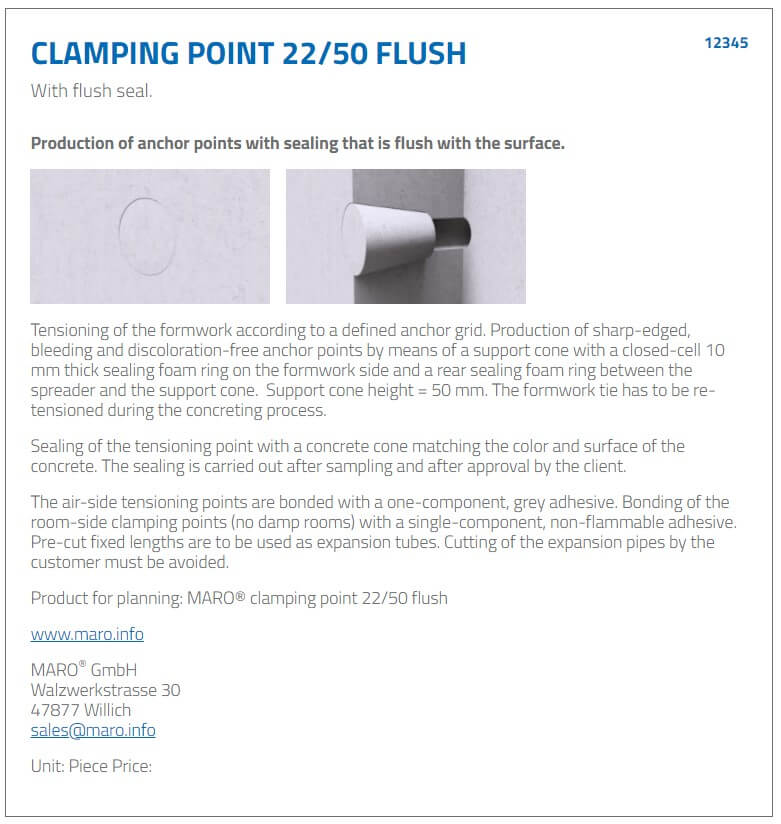 Clamping Point 22/50 flush